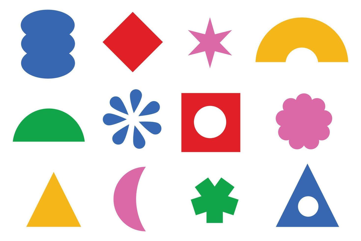 Set of abstract colorful geometric shapes. Suitable for clip art, stickers, flat design illustration, etc vector