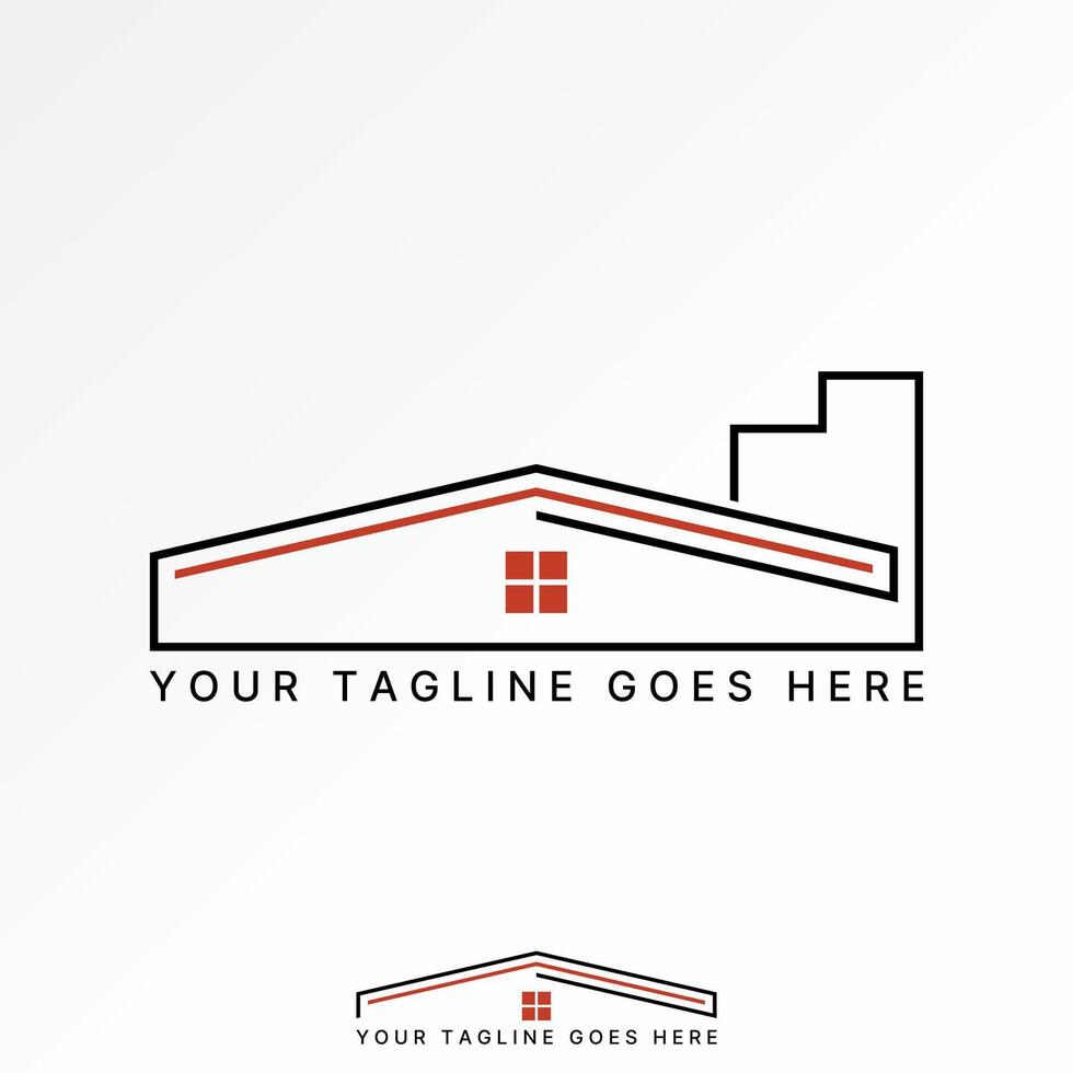 simple line home building skyline key development warehouse structure factory vector