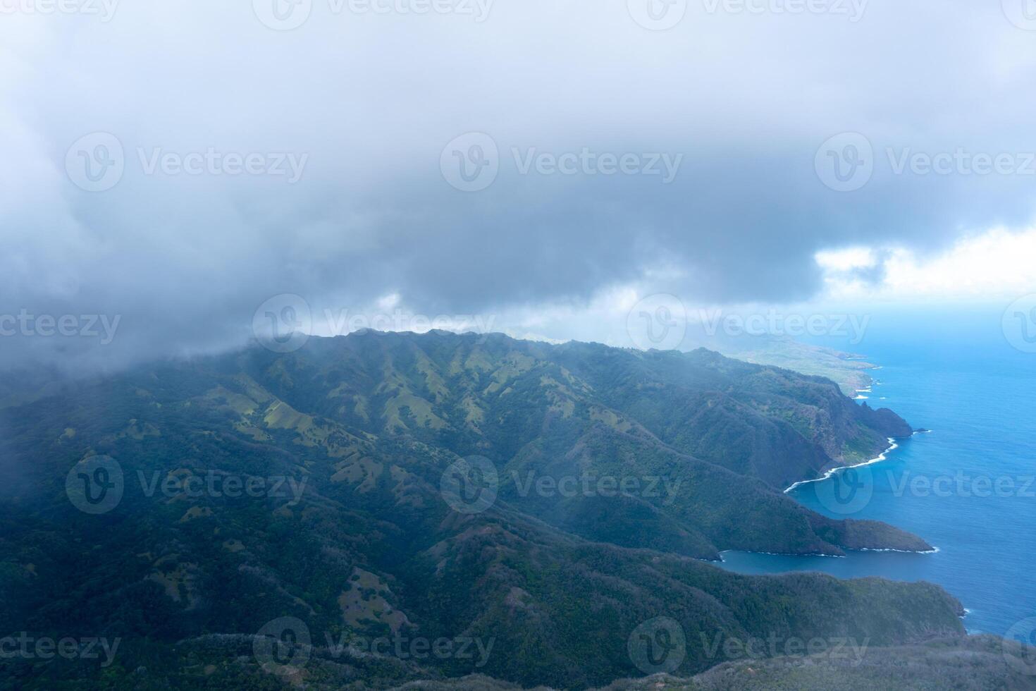 Aerial view of Hiva Oa in the Marquesas Islands, French Polynesia photo