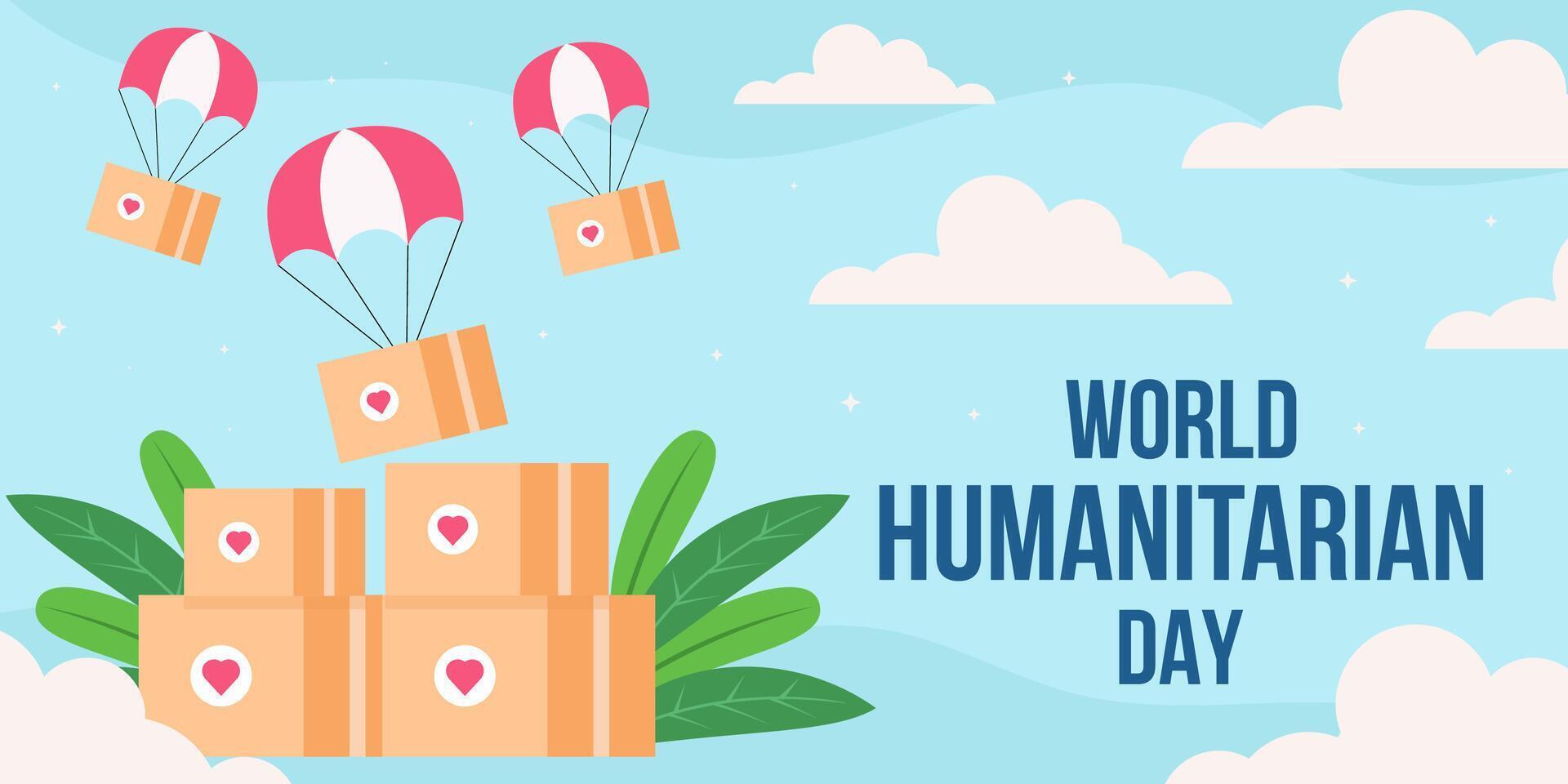 world humanitarian day horizontal banner illustration vector