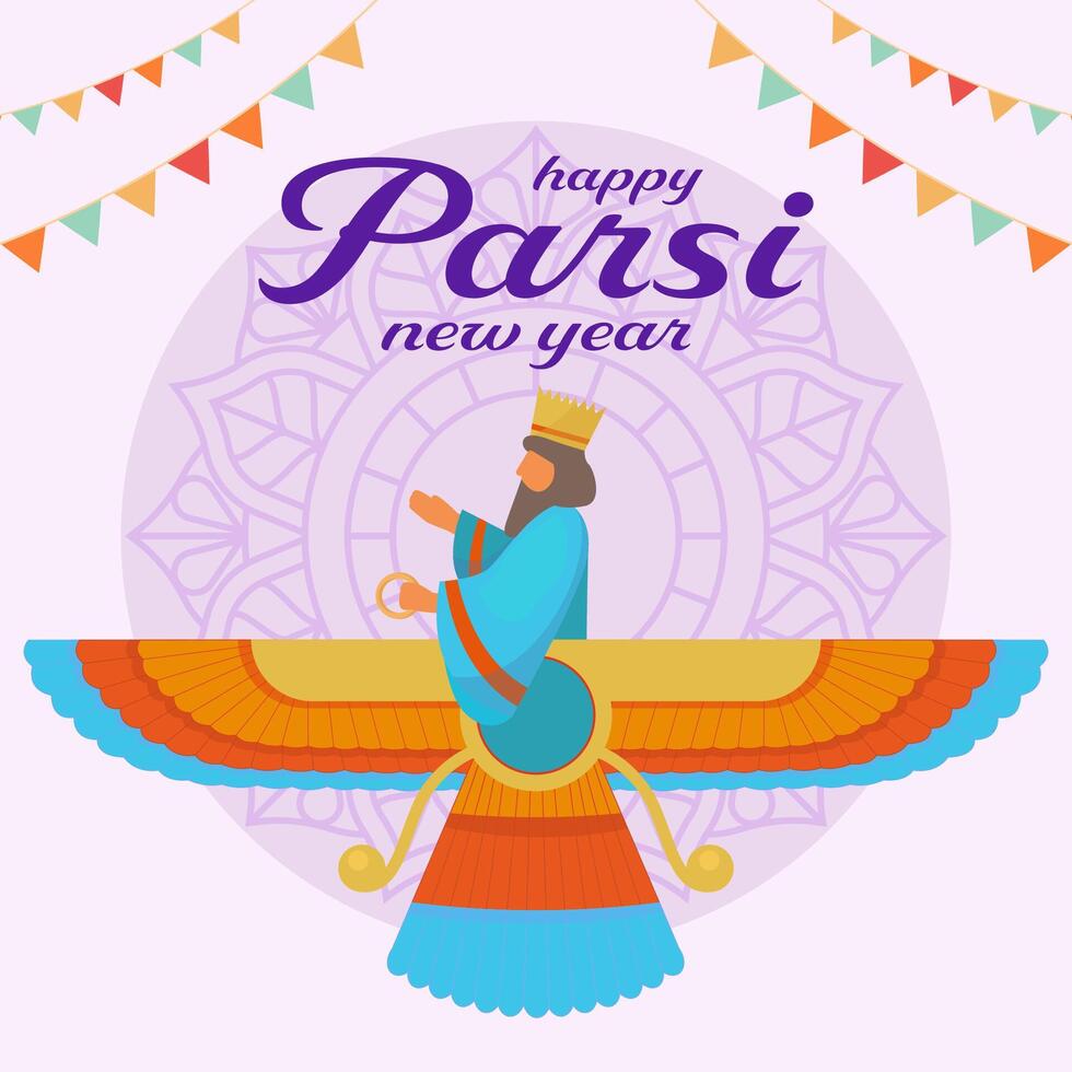 happy parsi new year illustration in flat design style vector