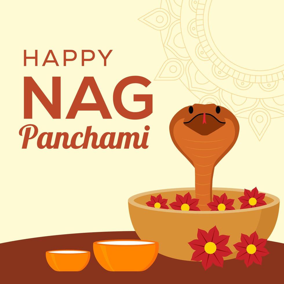 happy nag panchami festival illustration in flat design vector