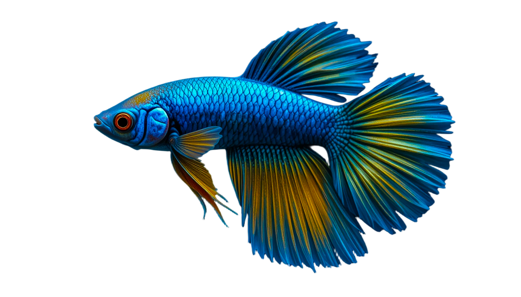 Beautiful blue fighting fish on transparent background png