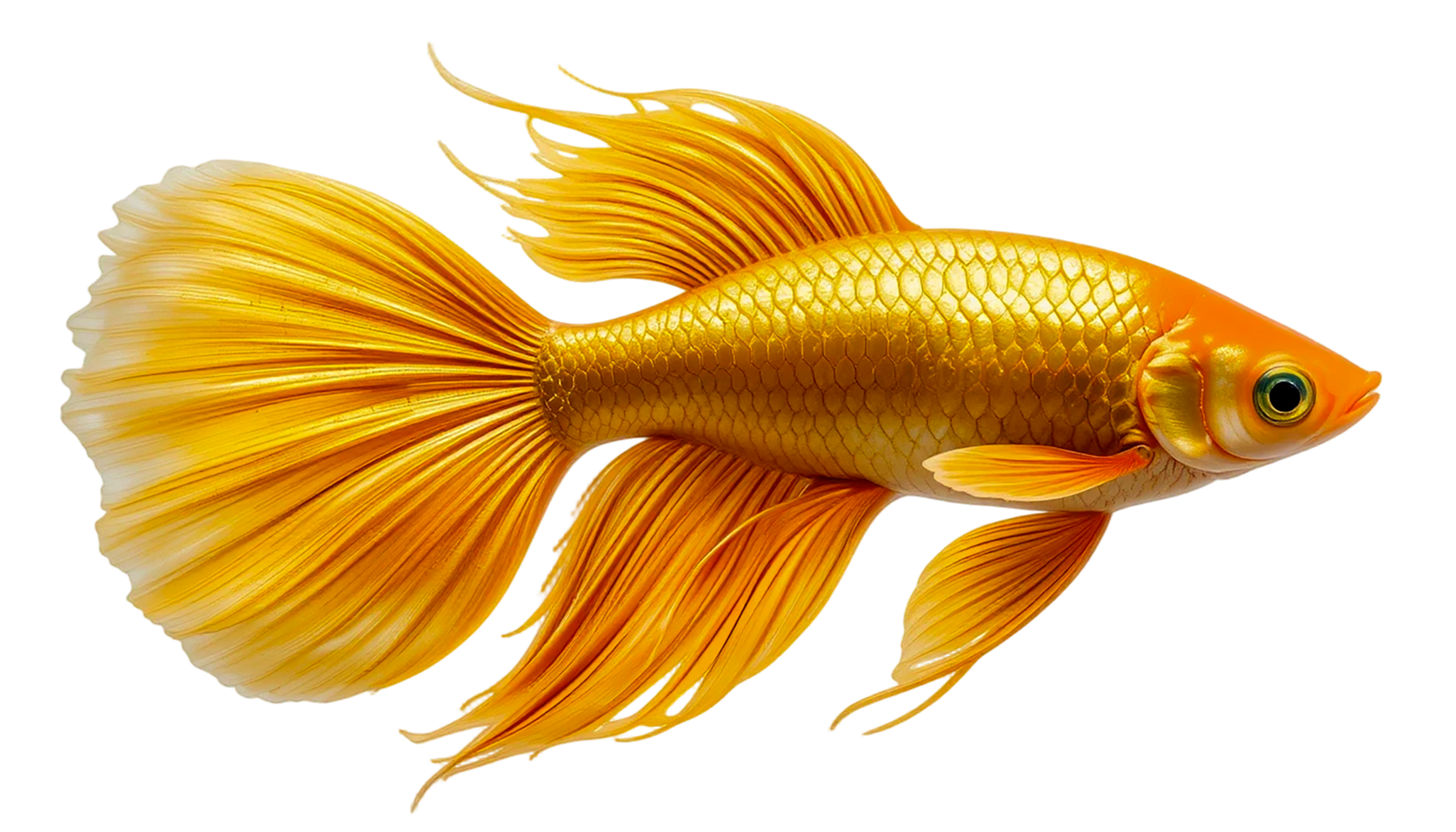 Beautiful golden fighting fish on transparent background. png