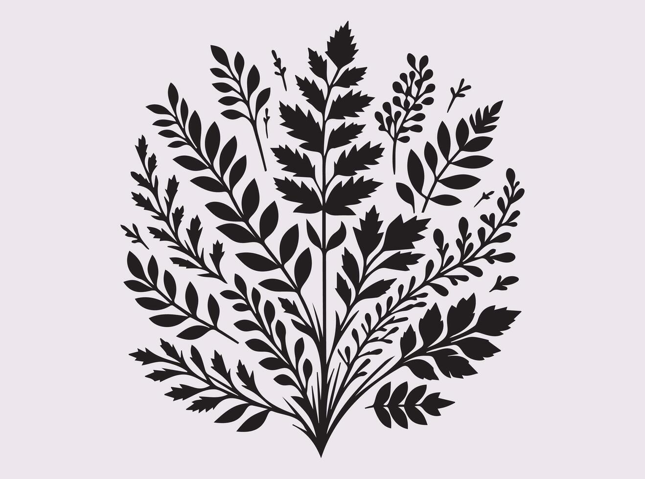 Black Autumn Leaf Cluster Silhouette in Solid Shape for Seasonal Design vector