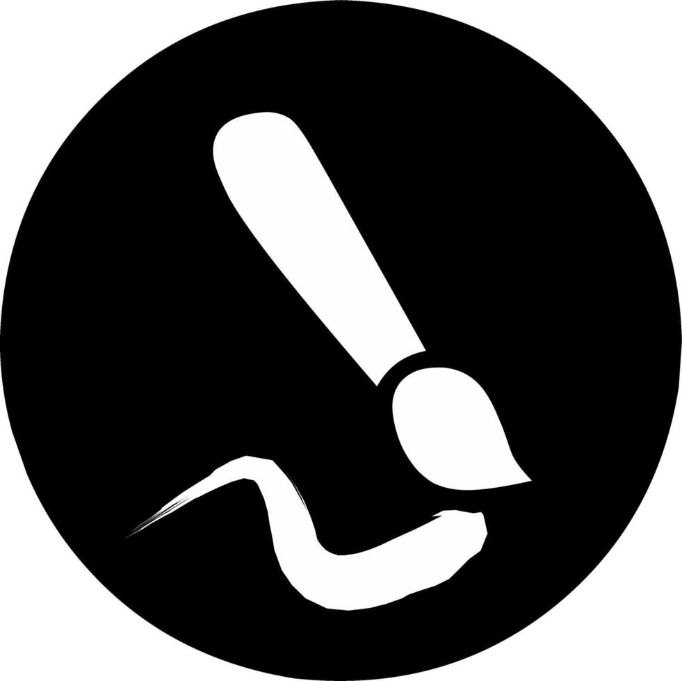 Paint brush simple icon in black background vector