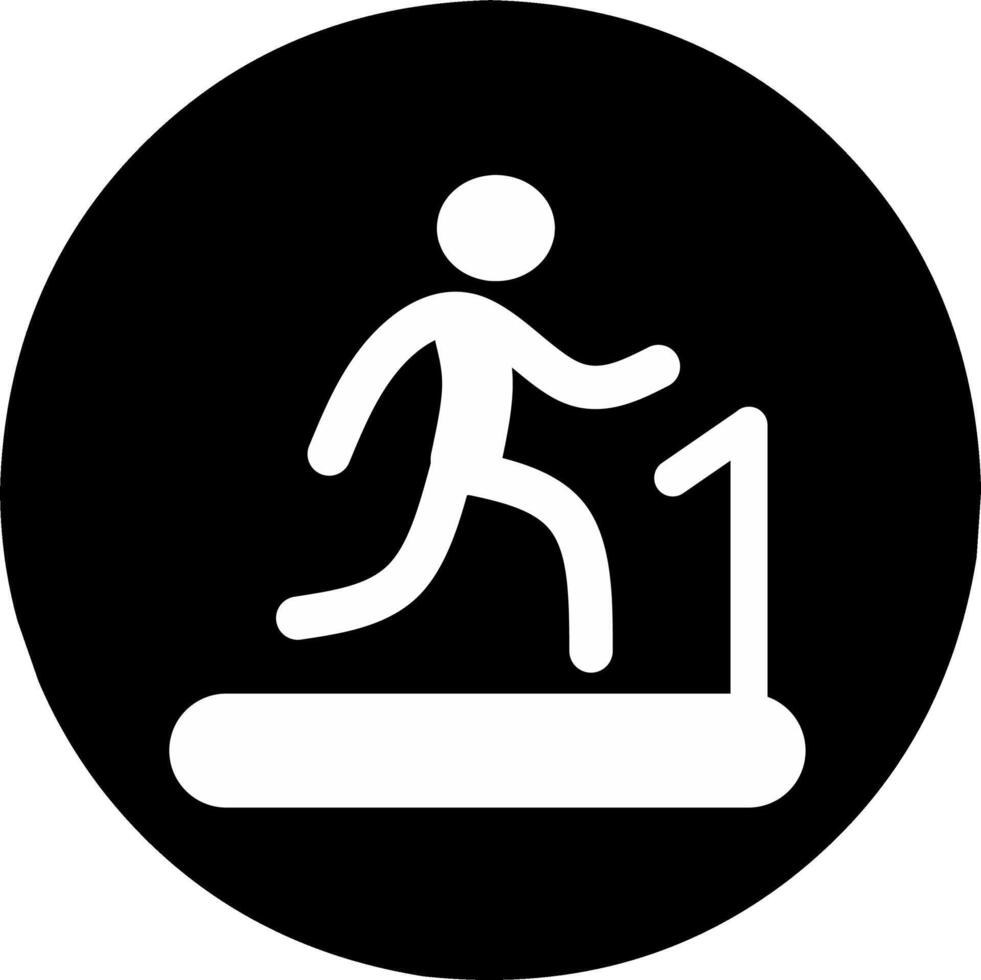 Man on The Treadmill Icon on Black Button background. Perfect for gym symbol vector