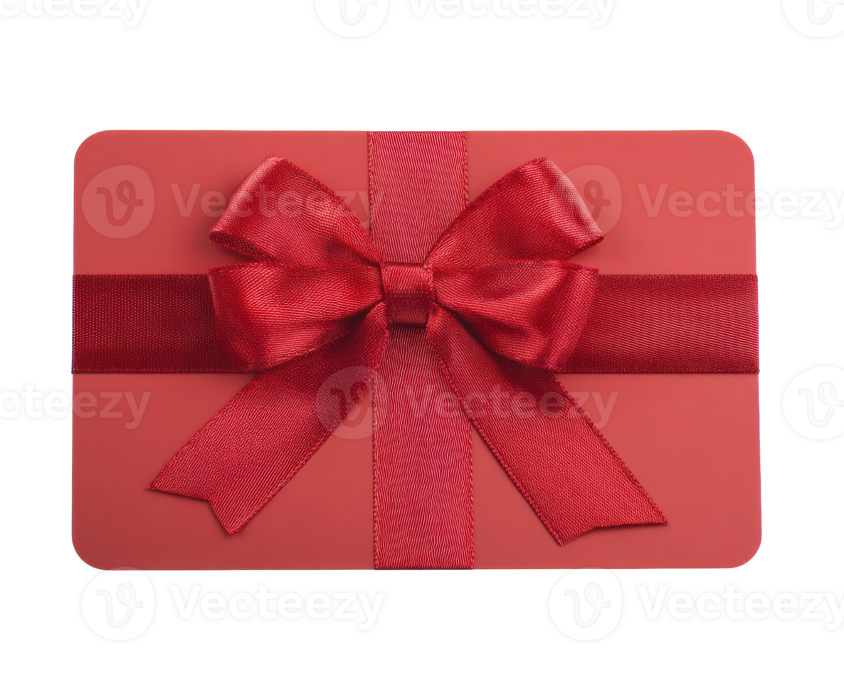 Red gift card with bow for special occasions and celebrations png