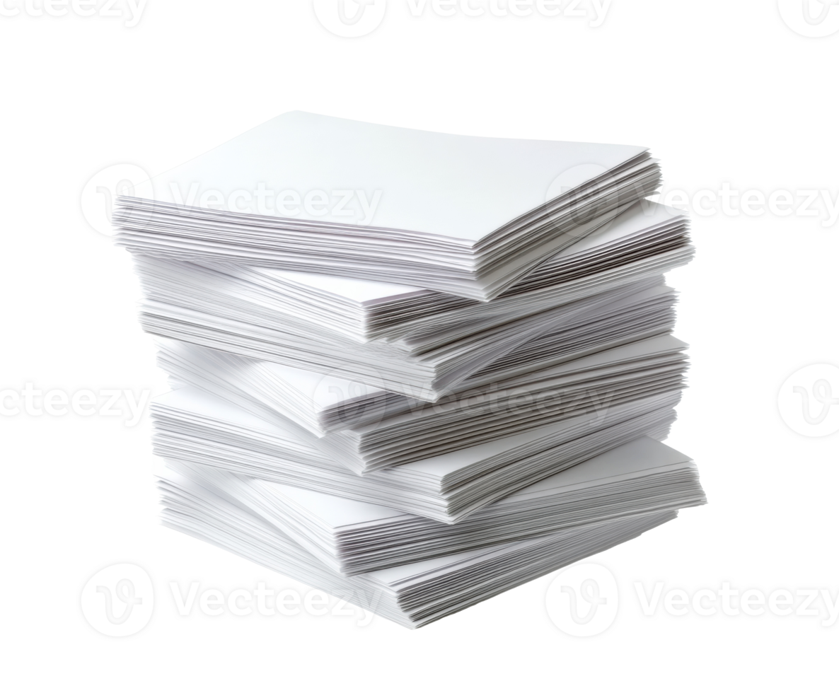 Blank sheets of paper stacked for office use and creative projects png