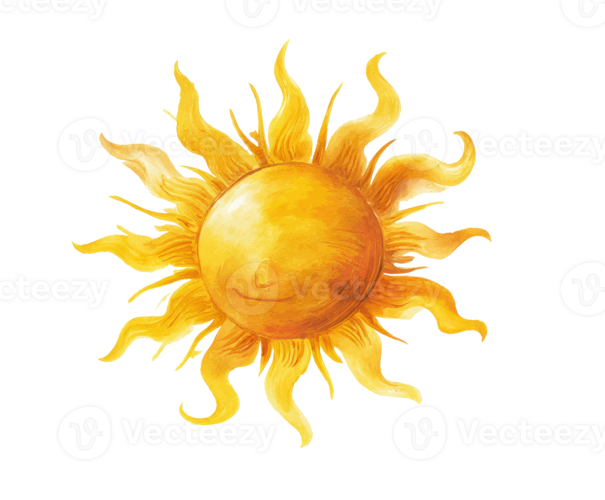 Bright and cheerful sun illustration perfect for summer activities png