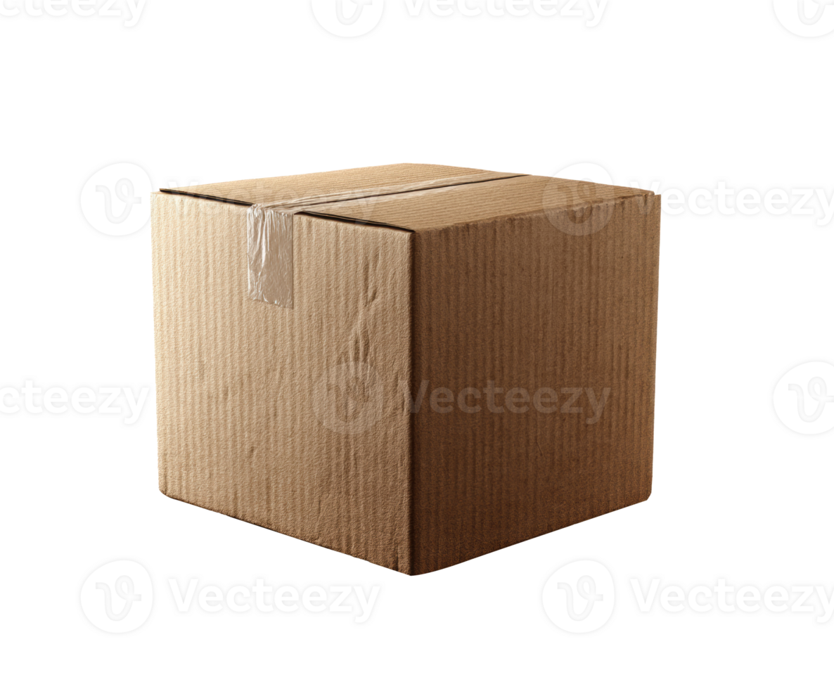 Cardboard box for shipping or storage purposes in various settings png
