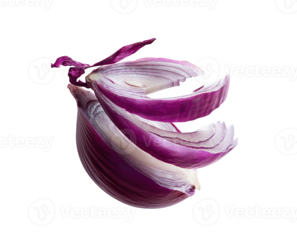 Sliced red onion showcasing layers and vibrant color for culinary use png