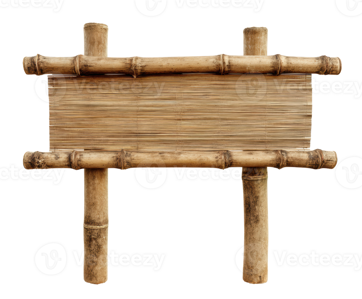 Bamboo sign with wooden frame for garden or rustic decor png