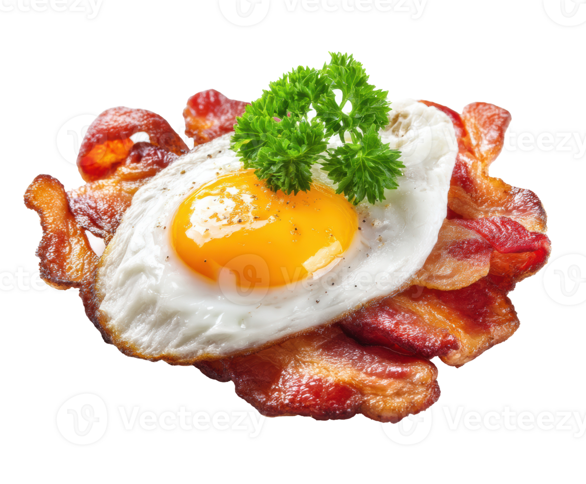 Crispy bacon and sunny side up egg breakfast for delicious start png