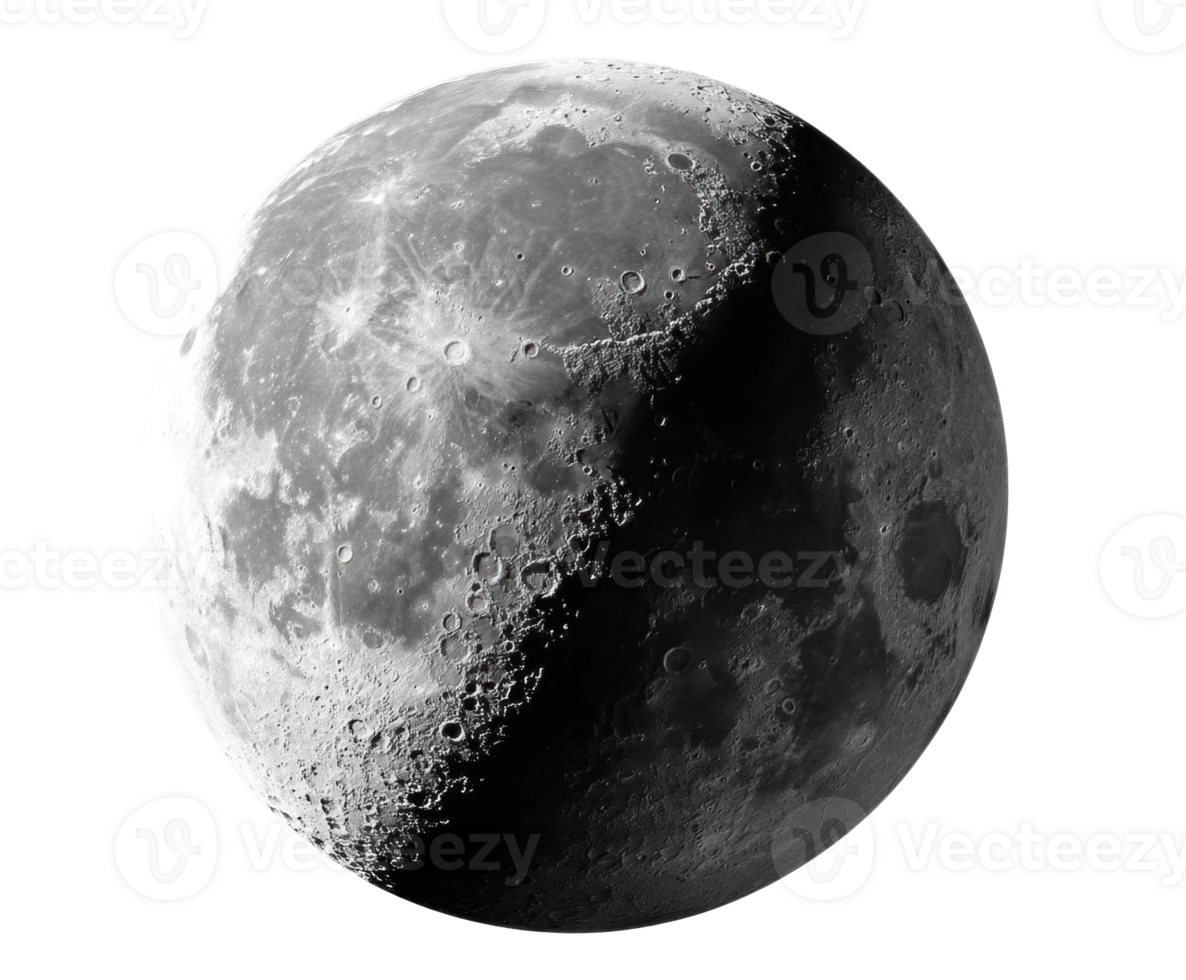 Detailed view of the crescent moon showing craters and surface texture png