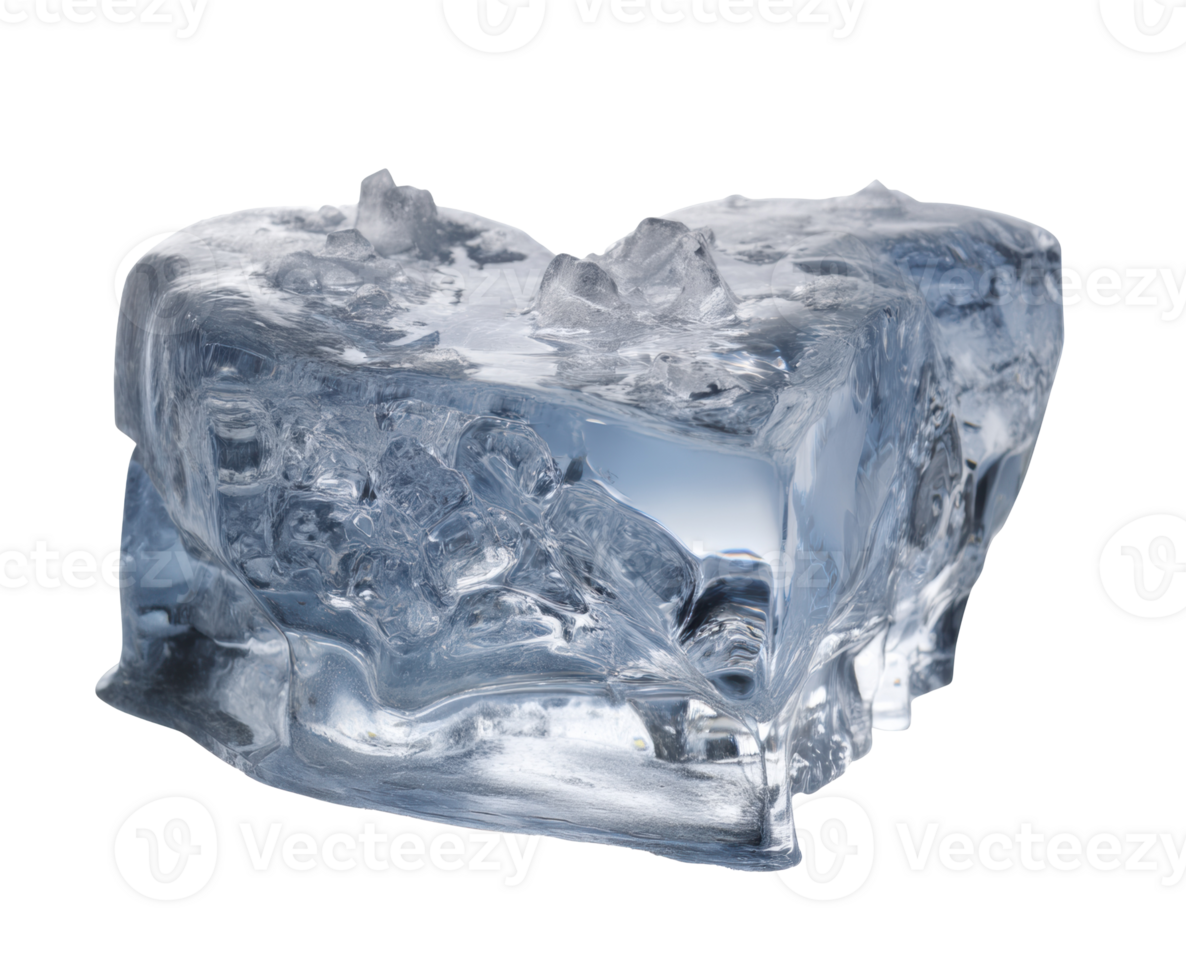 Clear heart-shaped ice block for creative designs and decorations png