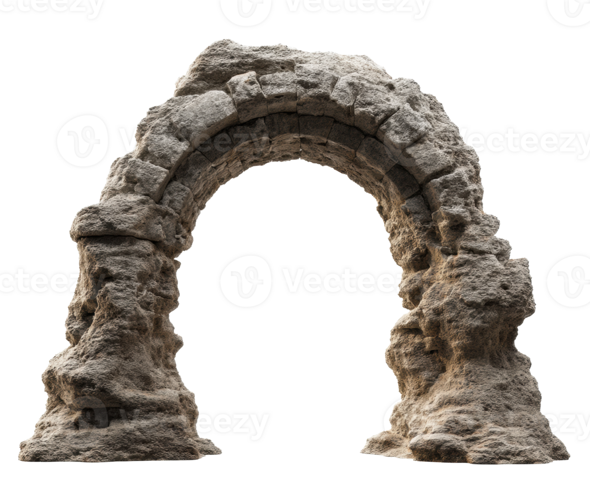 Ancient stone archway structure for historical architecture design png