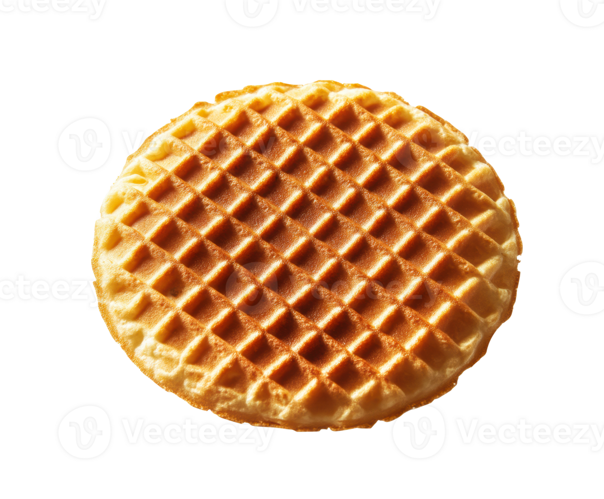 Delicious round waffle ready for toppings or dessert creation png