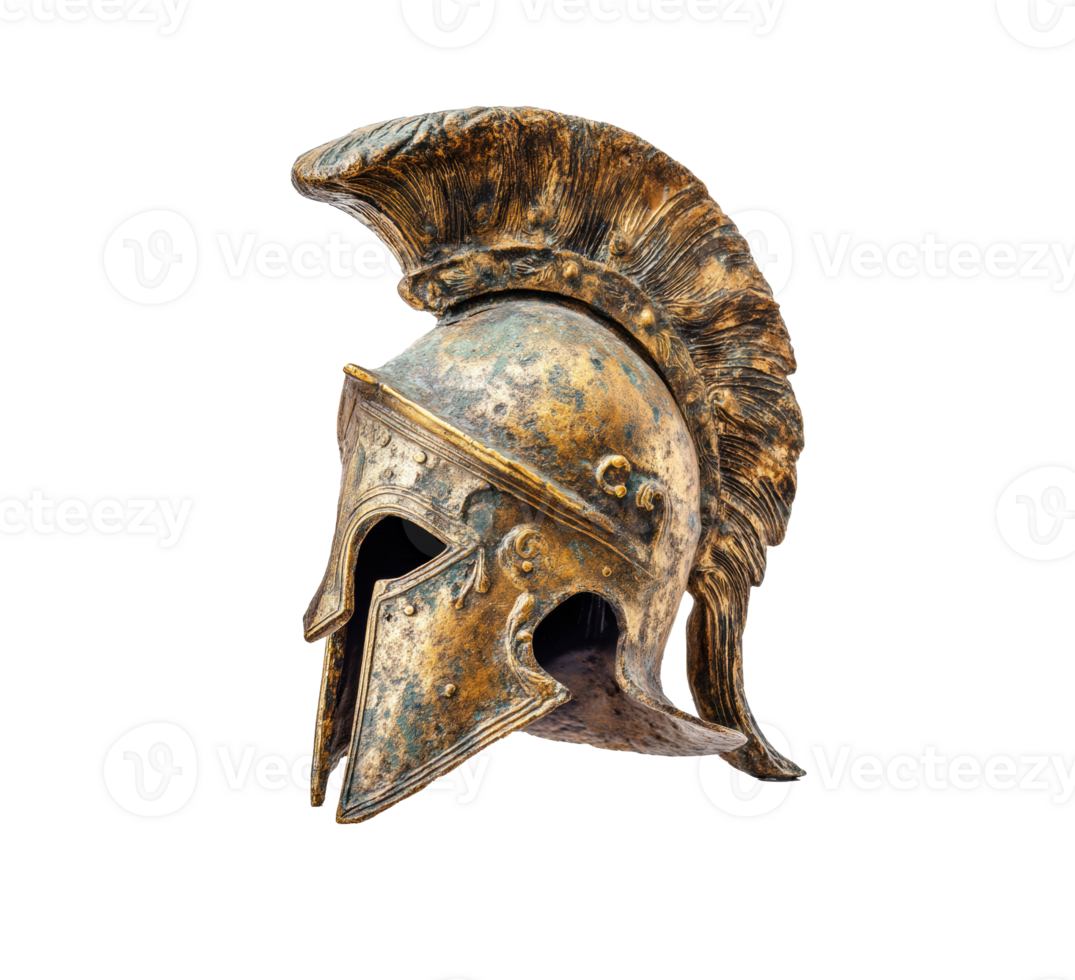 Authentic ancient Greek Spartan warrior helmet for historical display png