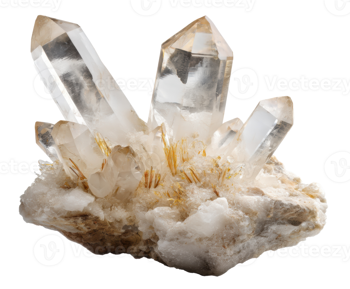 Clear quartz crystal cluster for natural healing and decoration png