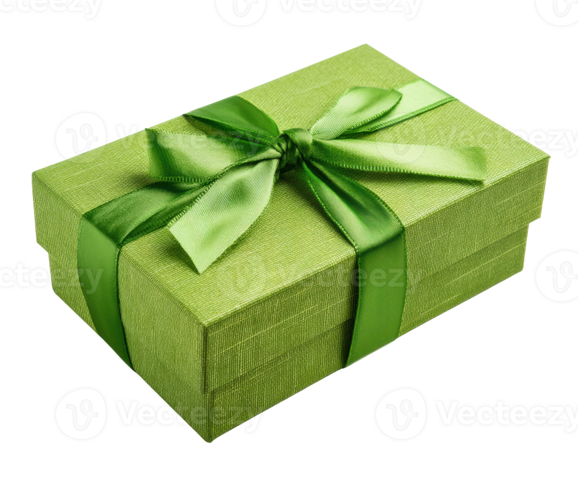 Green gift box with ribbon for special occasions png