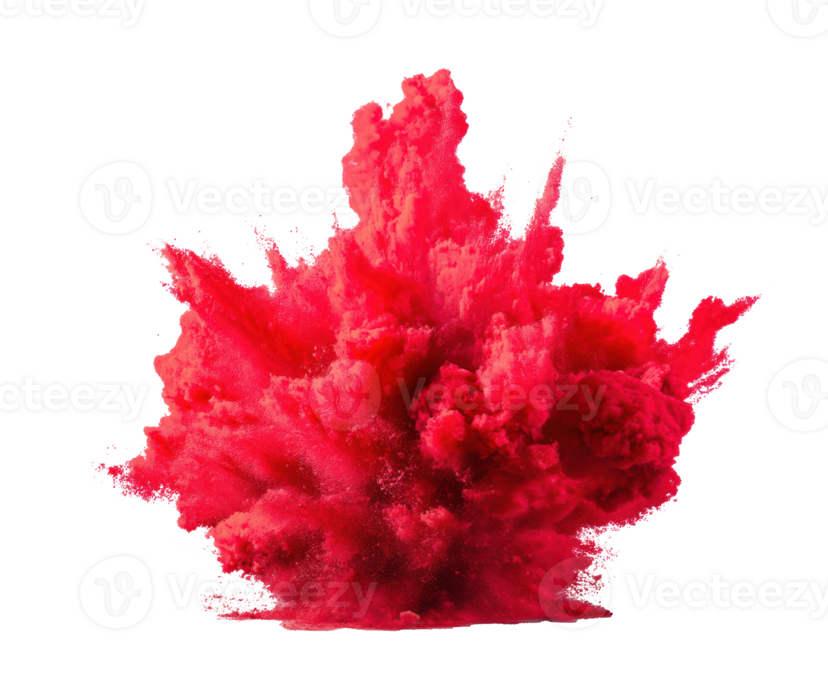 Vibrant red powder explosion for creative designs and backgrounds png