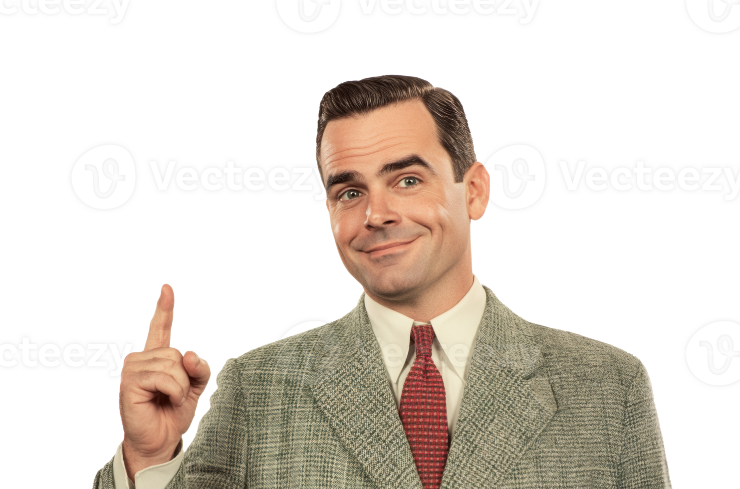 Smartly dressed man pointing confidently with a friendly smile png