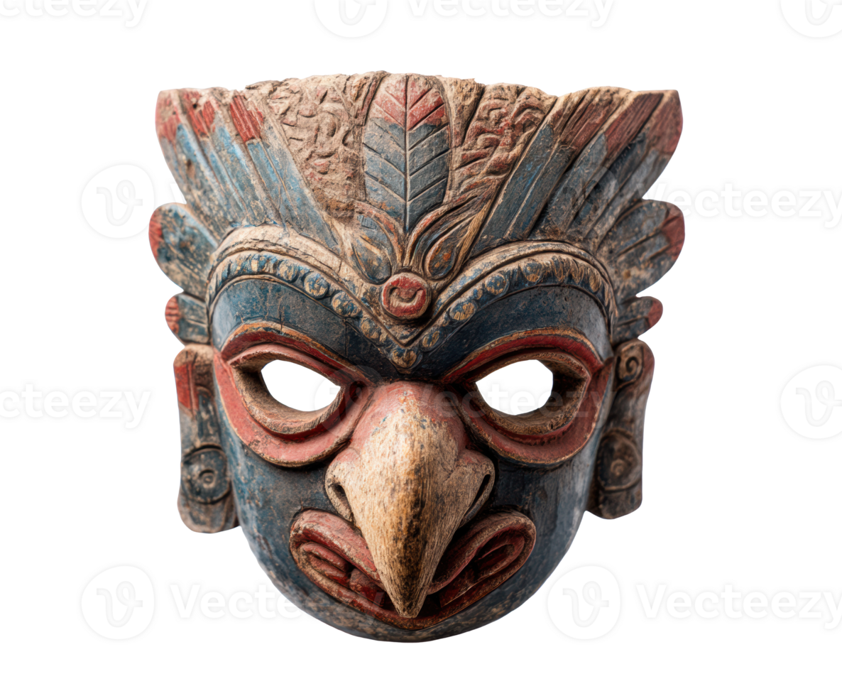 Intricately carved traditional mask representing cultural heritage png