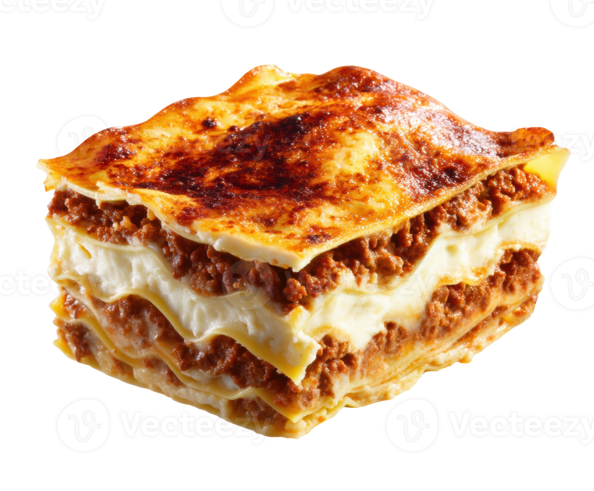 Classic Italian lasagna with layers of cheese and meat sauce png