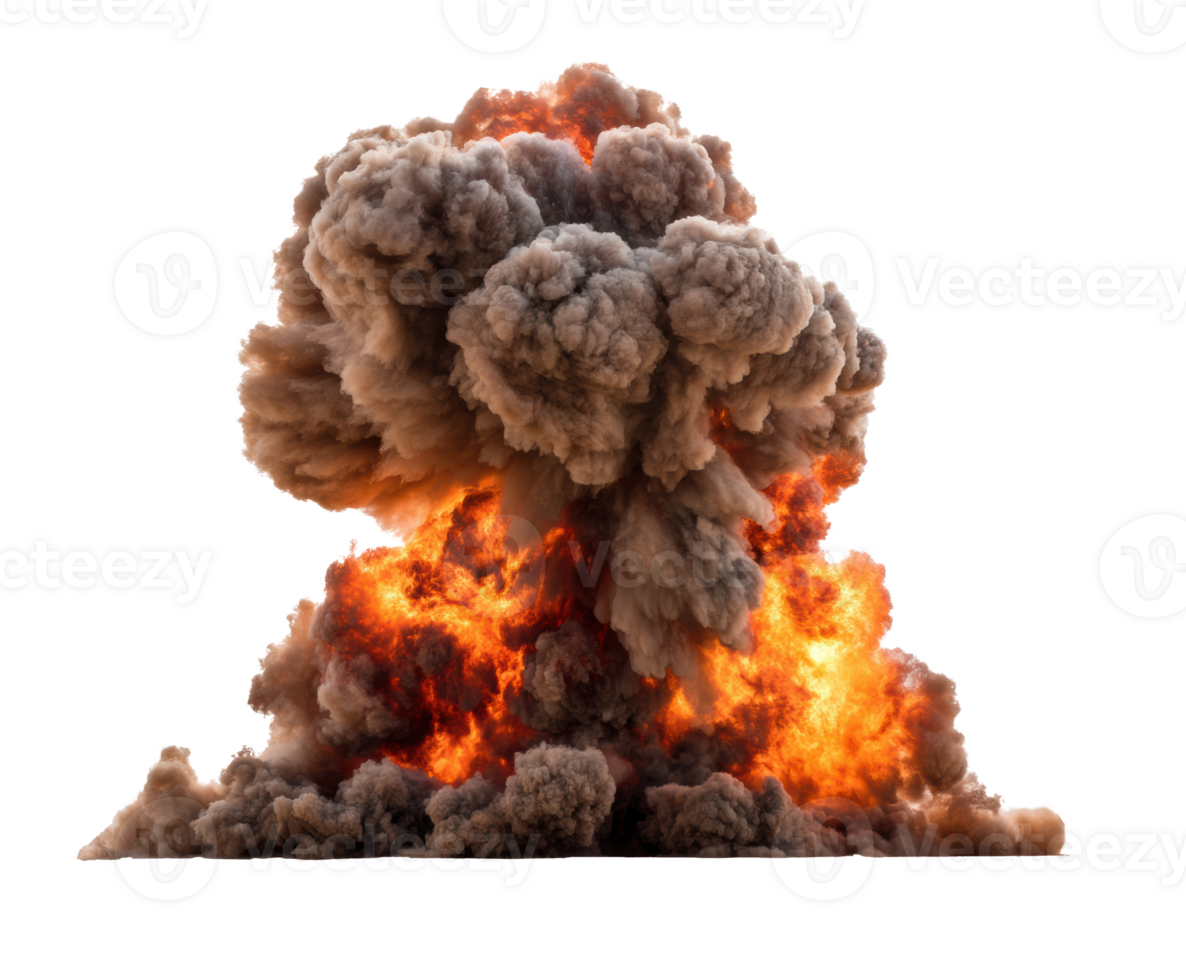 Explosive smoke and fire cloud rising from a detonation site png