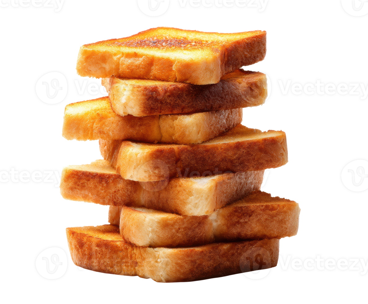 Stacked slices of toasted bread in an appetizing arrangement png