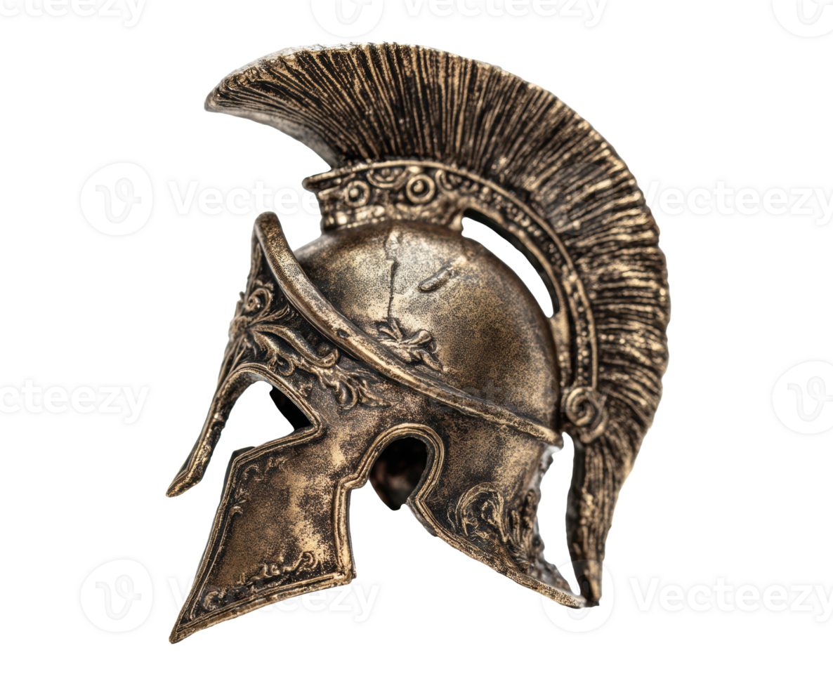 Ancient Greek warrior helmet for decorative display and collection png