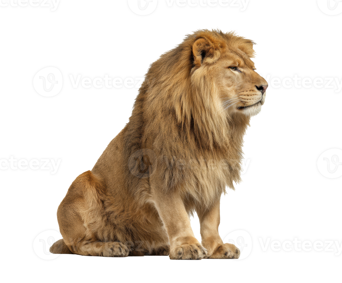 Majestic lion sitting gracefully in a strong posture png