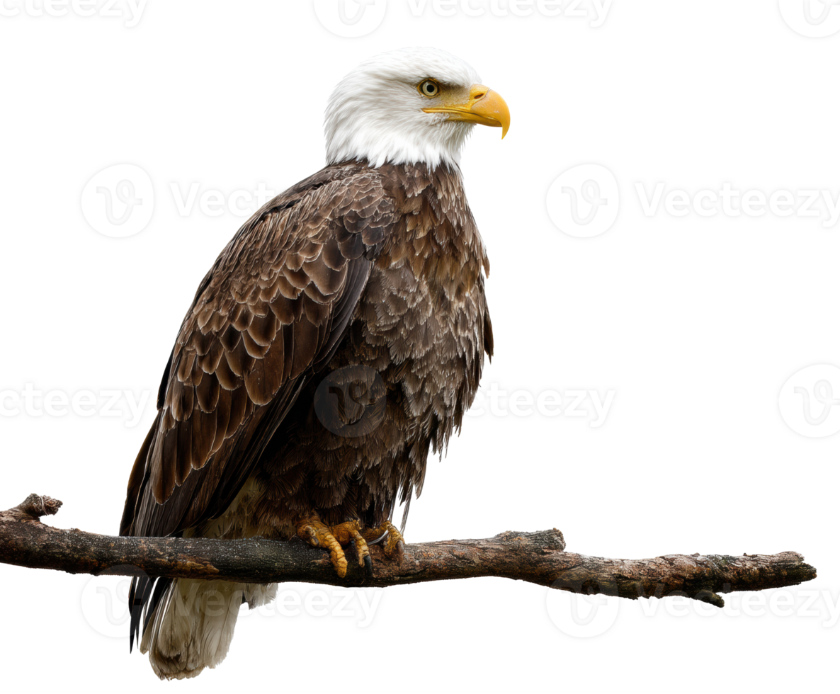 Majestic eagle perched on a branch in natural habitat png