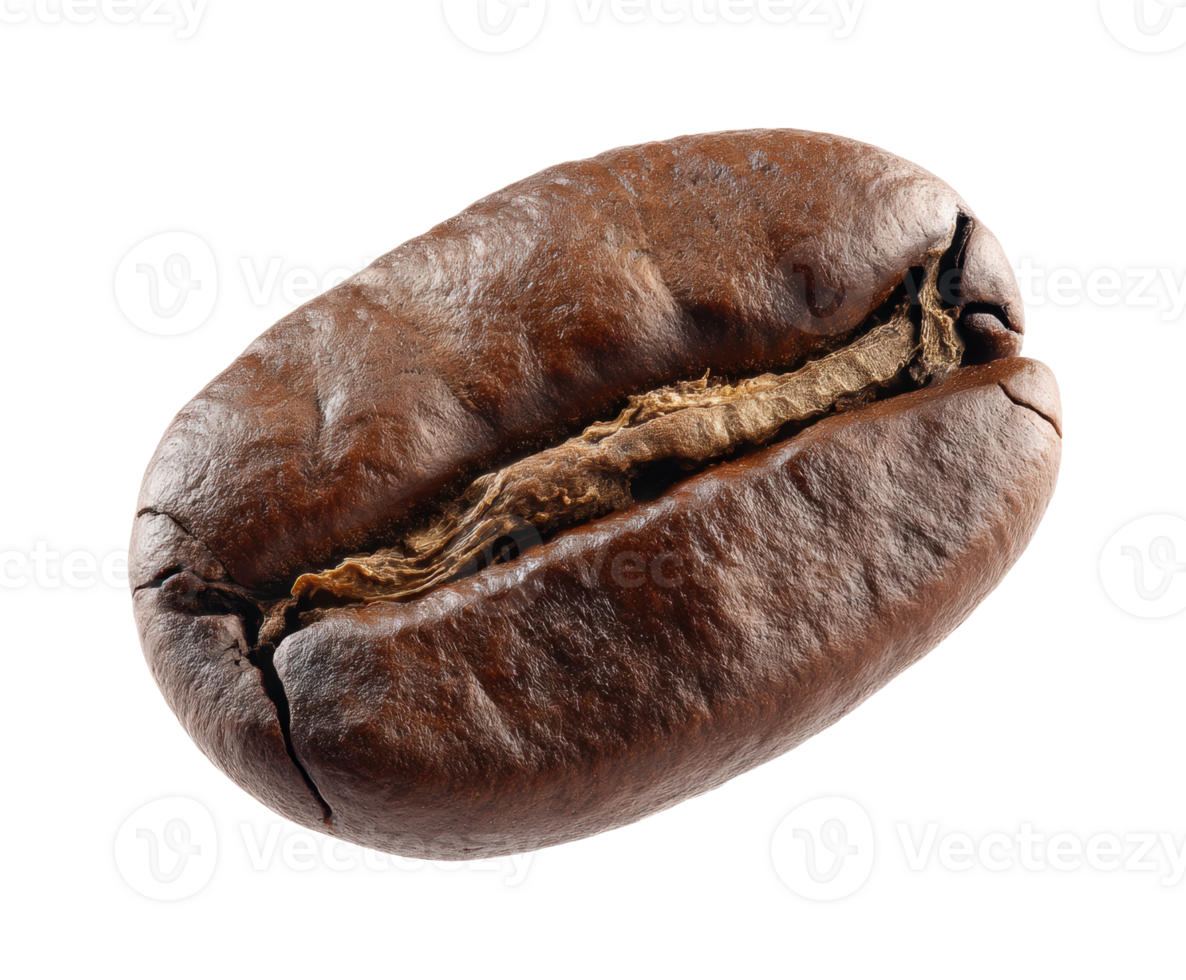 Dark roasted coffee bean for brewing aromatic beverages png