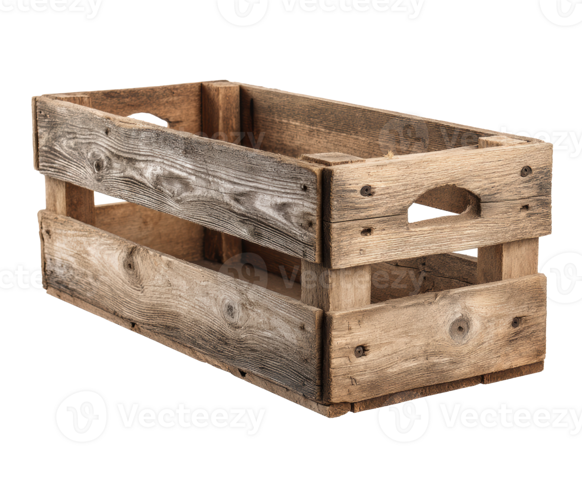 Rustic wooden crate for display and storage in home decor png