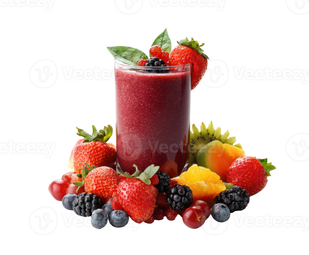 Refreshing berry smoothie with assorted fresh fruits png