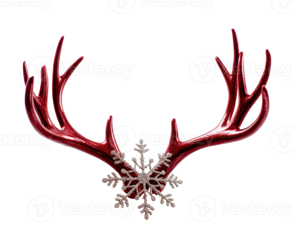 Stylish red antlers with a snowflake ornament for holiday decor png