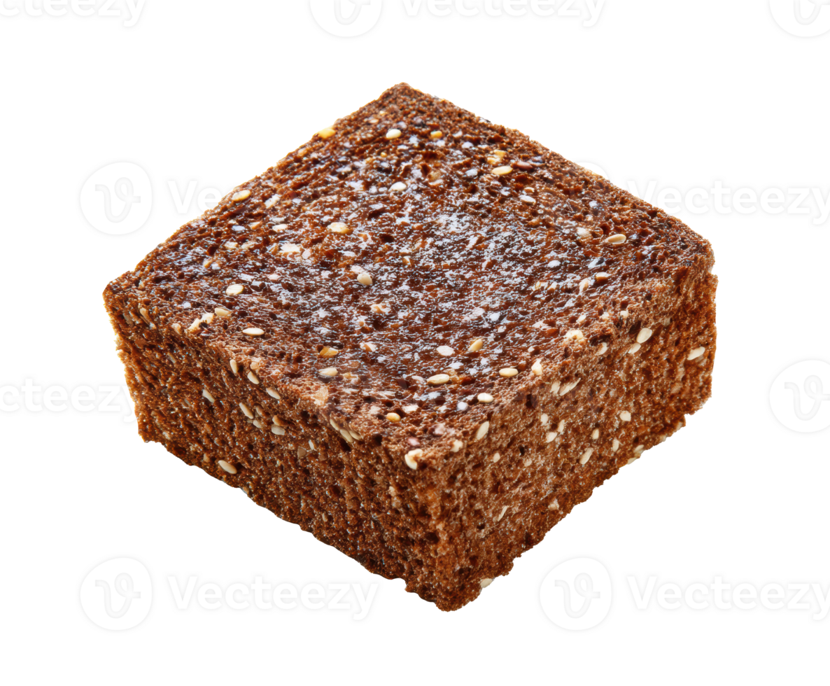 Brown bread cube with sesame seeds for healthy snacking png