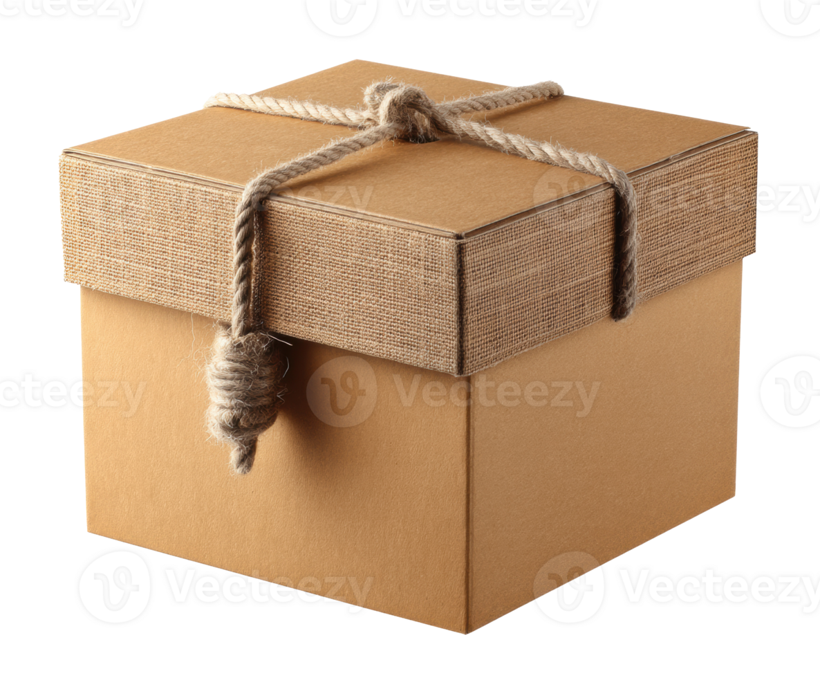 Rustic gift box tied with twine for special occasions and celebrations png