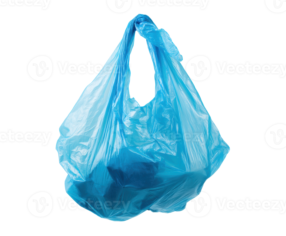 Plastic bag hanging with contents visible in bright color png