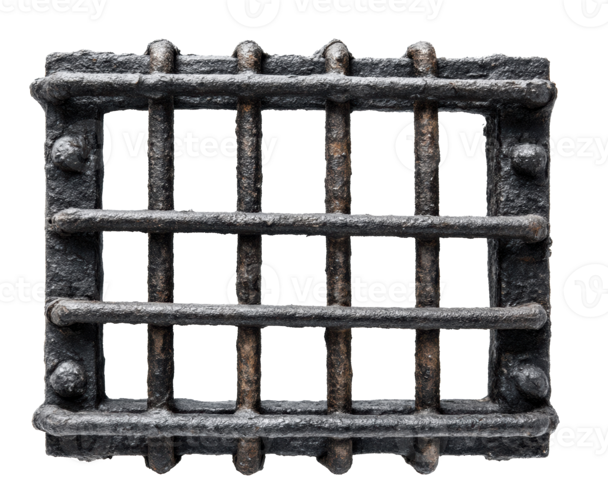 Rustic iron prison bars for historical theme and design purposes png