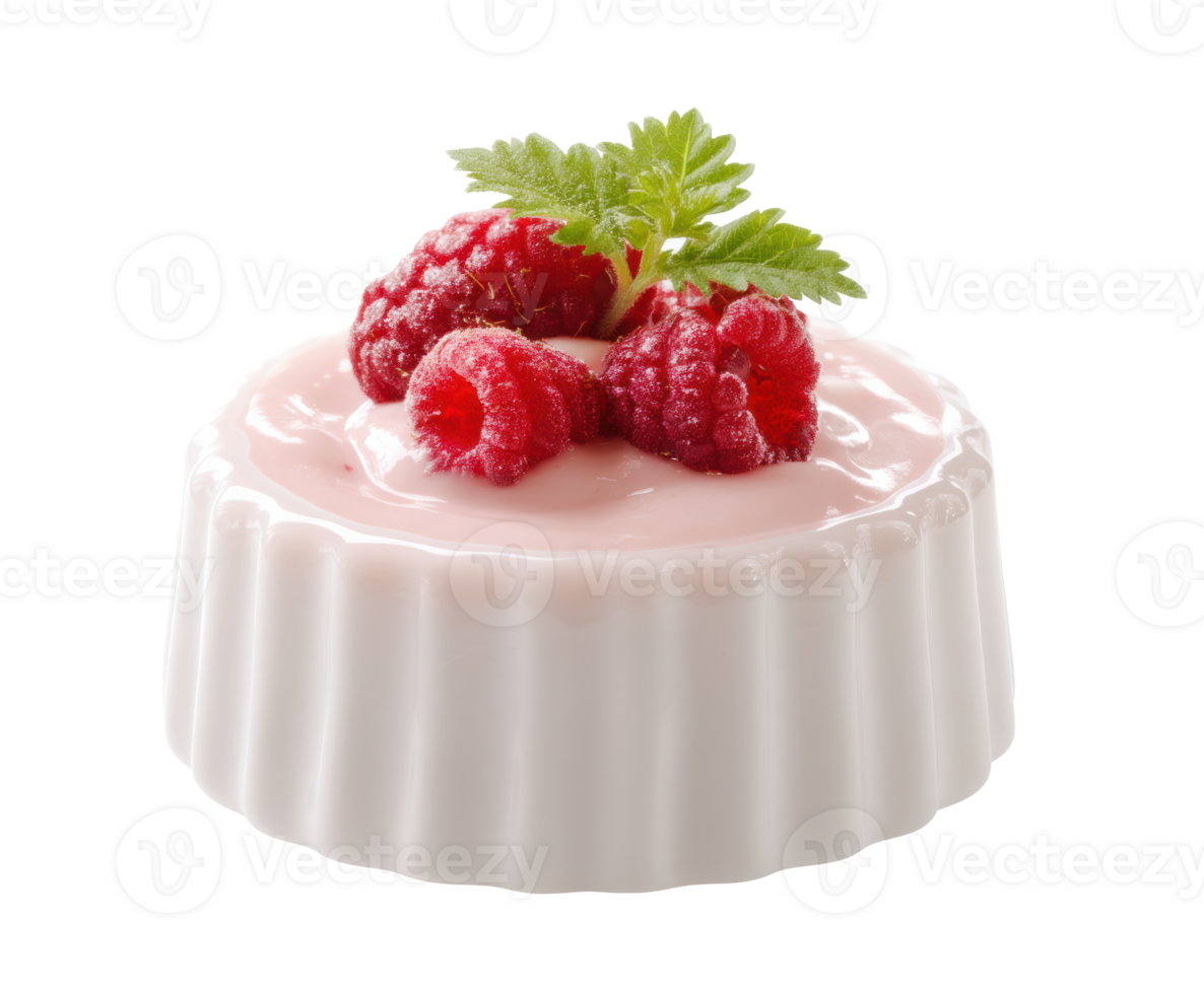 Raspberry dessert topped with fresh mint leaves for special occasions png