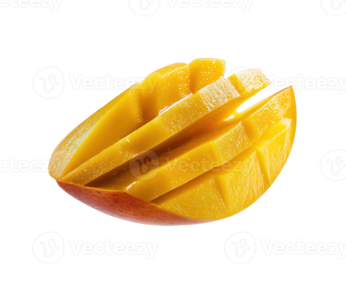 Fresh mango slices showing vibrant yellow color and juicy texture png