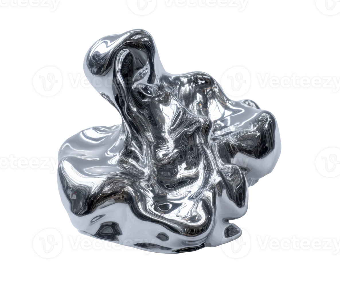Metallic abstract sculpture showcasing fluid design and smooth surface png