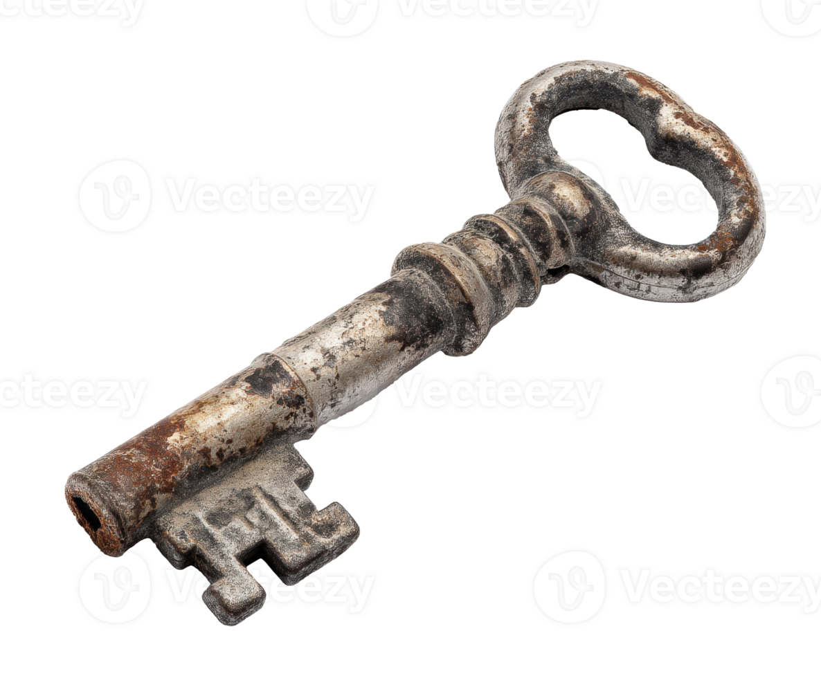 Vintage key with ornate design for decorative use, collectibles or DIY png