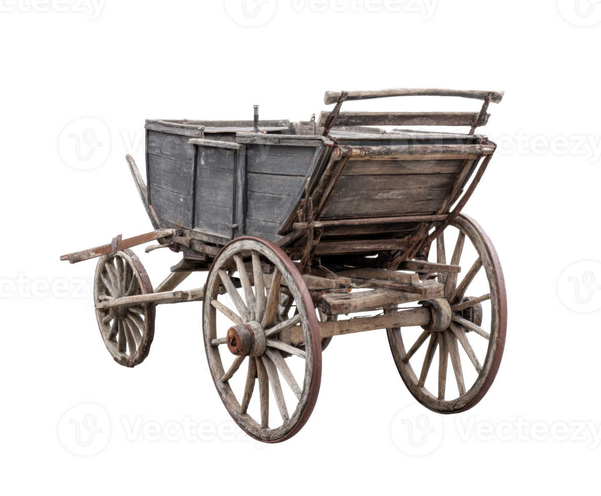 Vintage wooden cart for agricultural use in rural settings png