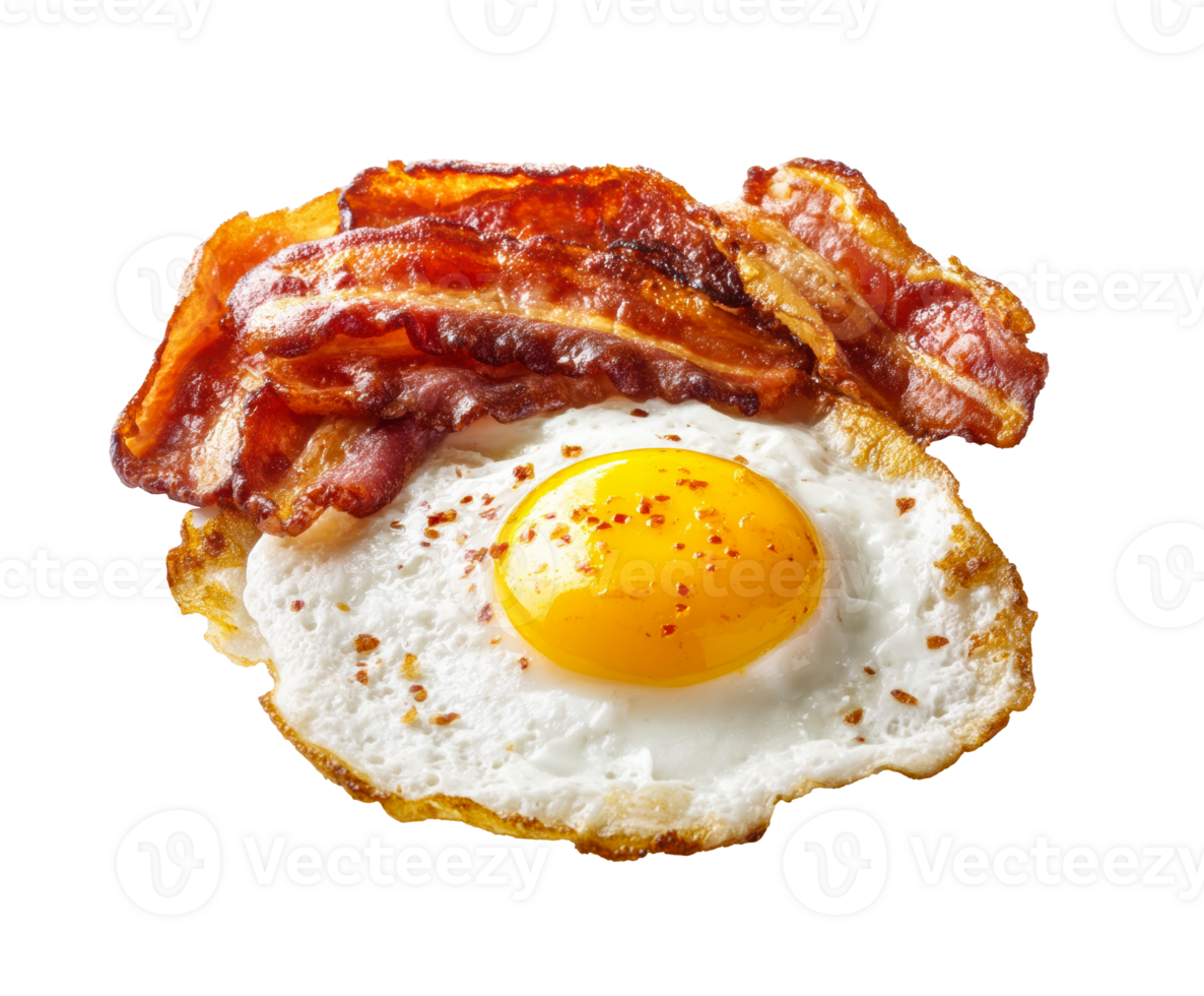 Crispy bacon and sunny side up egg breakfast plate idea png