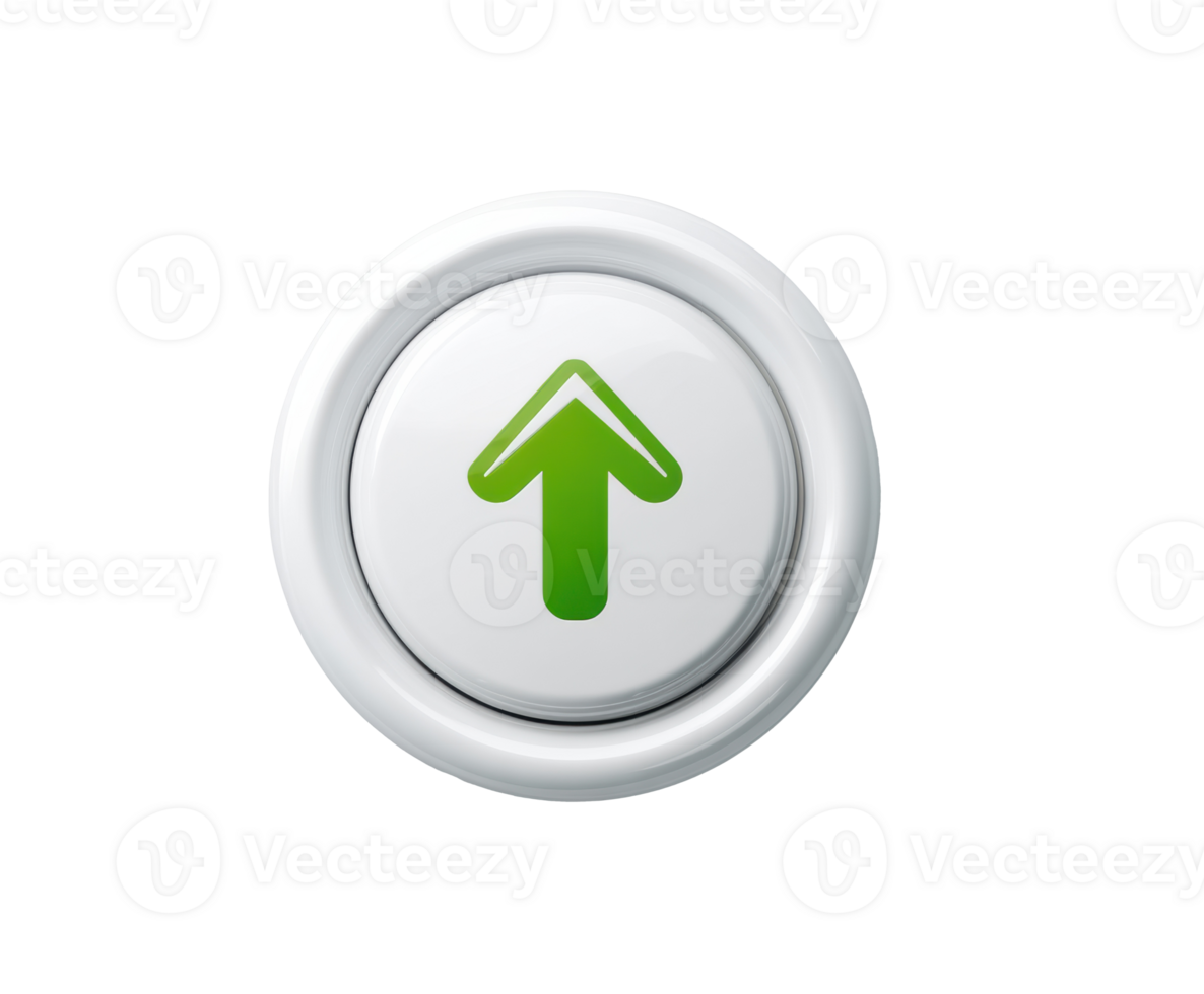 A circular button featuring a green upward arrow on a white background png