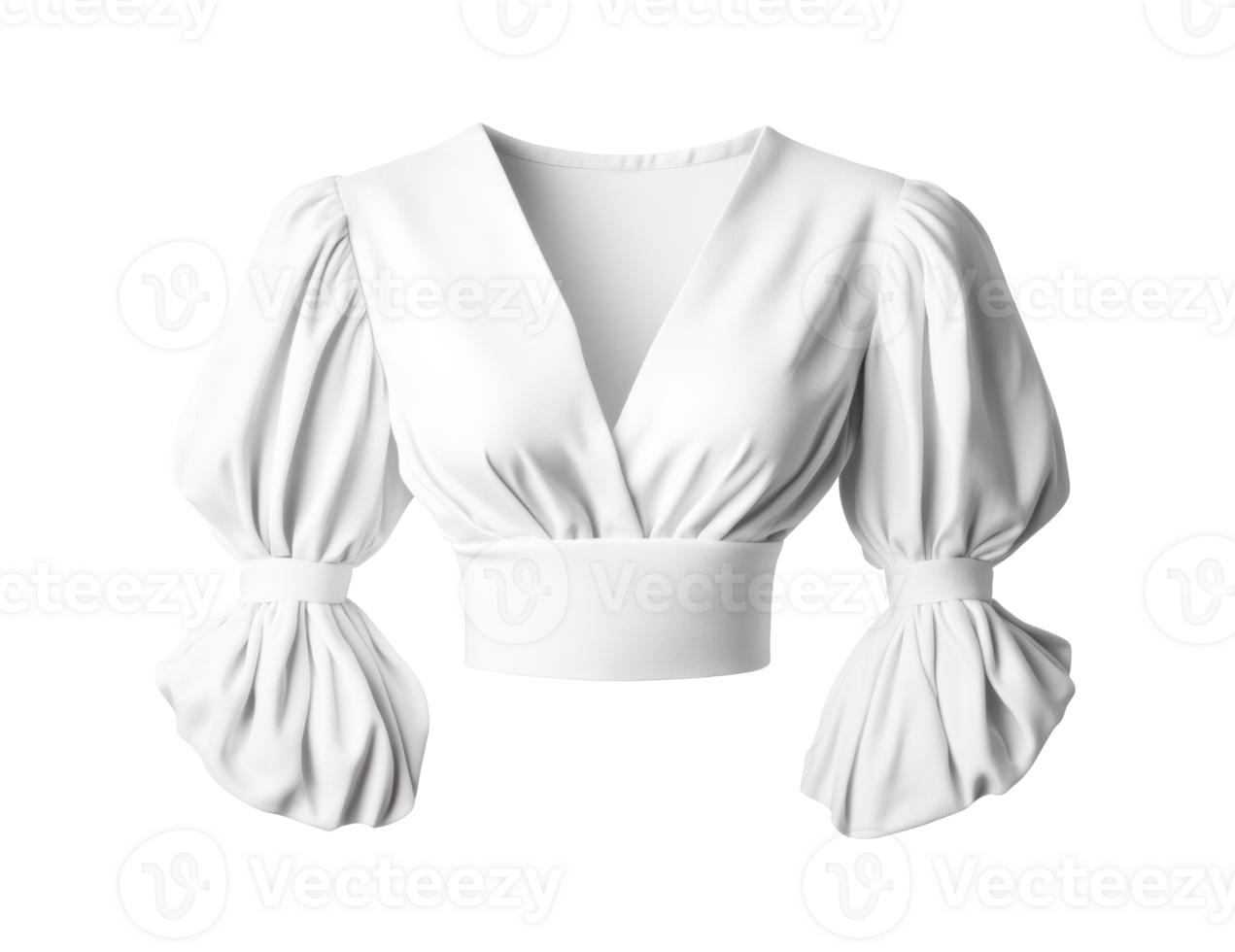 Elegant white blouse with puff sleeves for casual occasions png